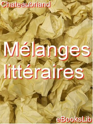 cover image of Mélanges littéraires